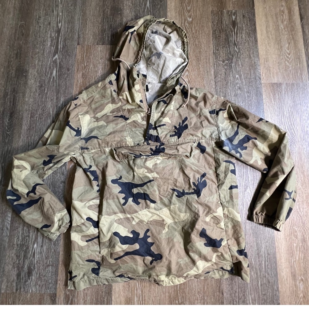 PacSun Anorak Windbreaker Jacket Mens Medium Camo Hooded Half Zip Pullover